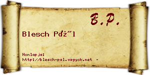 Blesch Pál névjegykártya